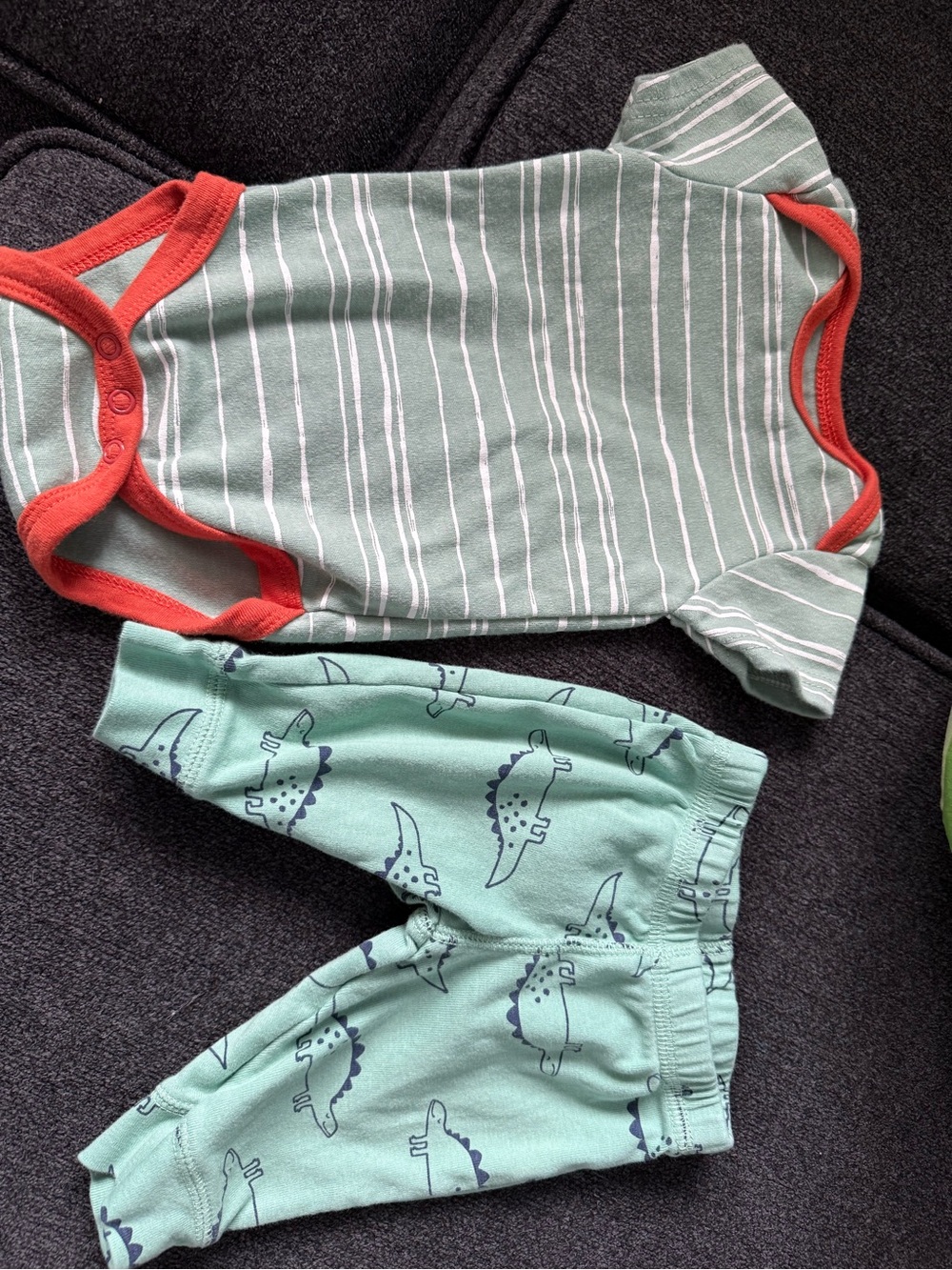 Carter's Green Striped Bodysuit and Dino Pants Set - Picture 3 of 3